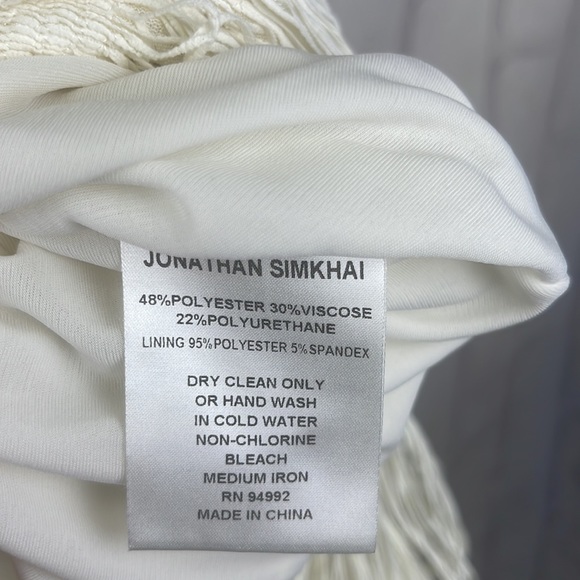 Jonathan Simkhai Midi Pencil Skirt Cream Draping String Detail Body Con Back Zip - Picture 12 of 13